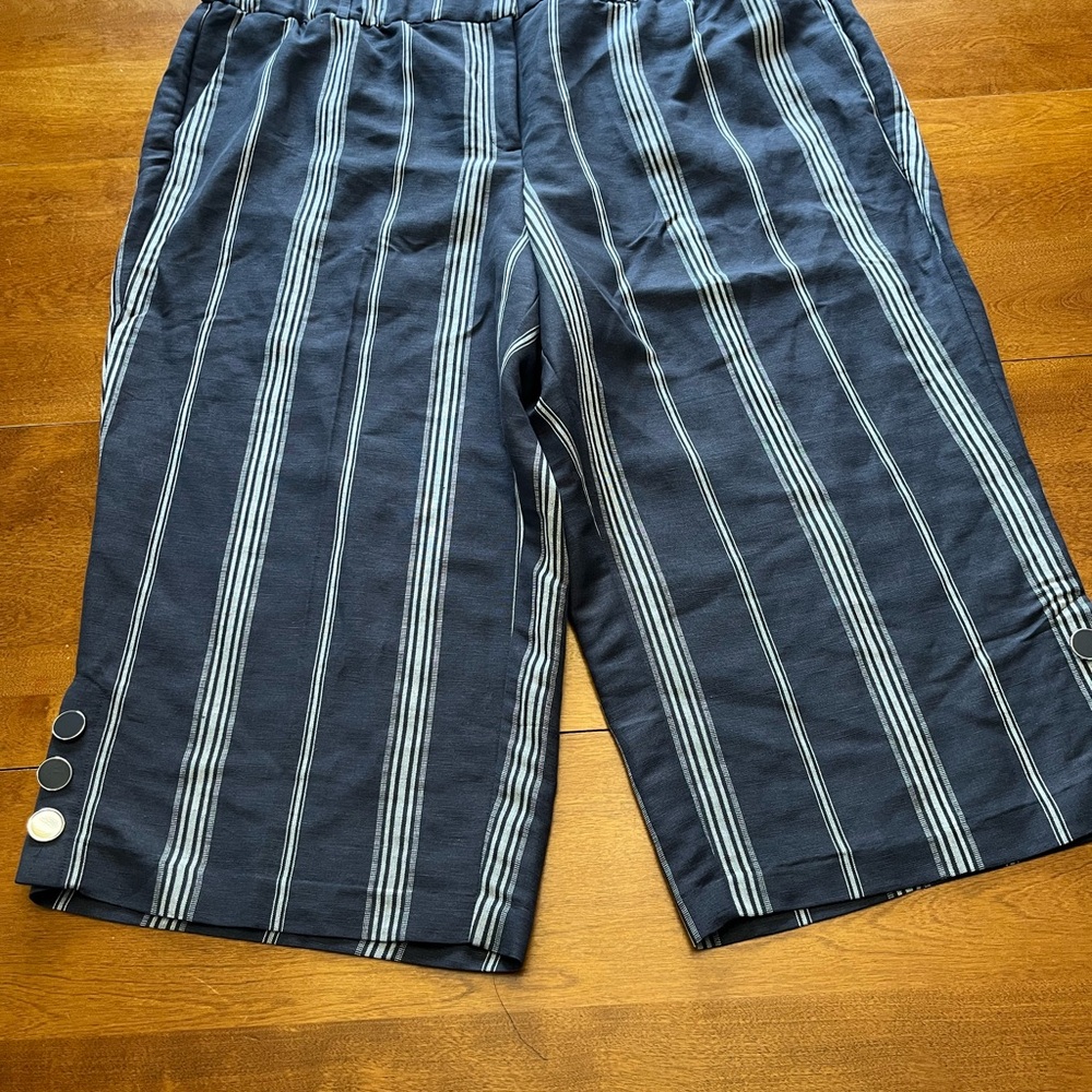 Layne Bryant The Laney Navy Striped Button-Detail Shorts